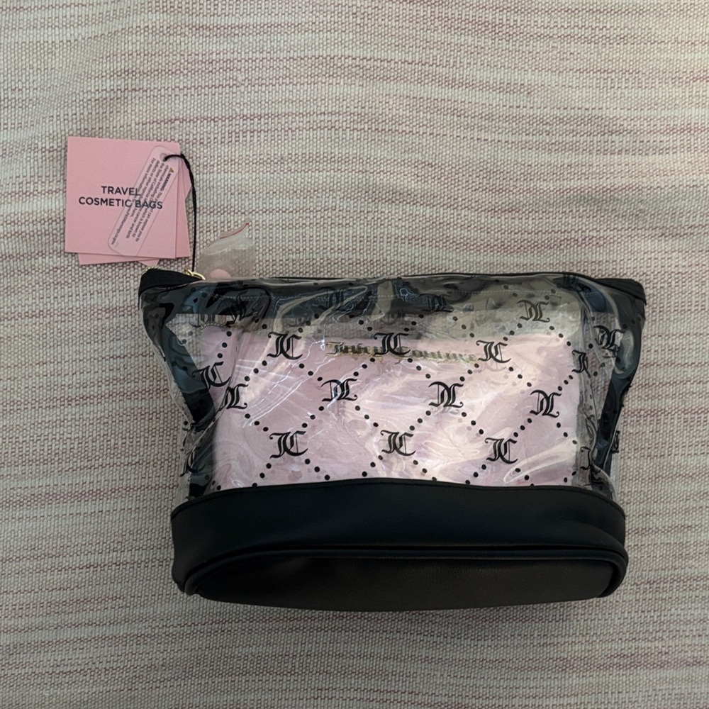 Juicy Couture Transparent Cosmetic Bag with Black Trim